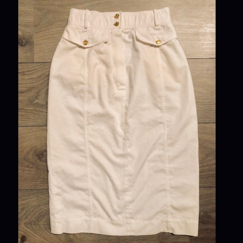 Chanel high waist white cotton skirt